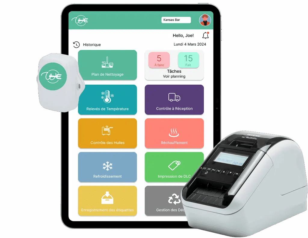 Solution HACCP Wenzi avec tablette, sonde de température et imprimante d'étiquettes